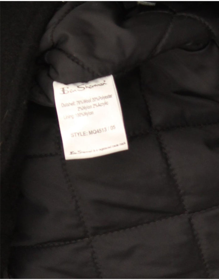 Męska kurtka parka z kapturem Ben Sherman UK 40, duża czarna wełna