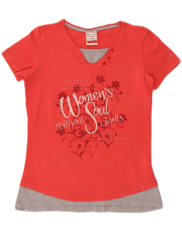 Damska koszulka Champion Heritage Fit Graphic Top UK 12 Medium Red