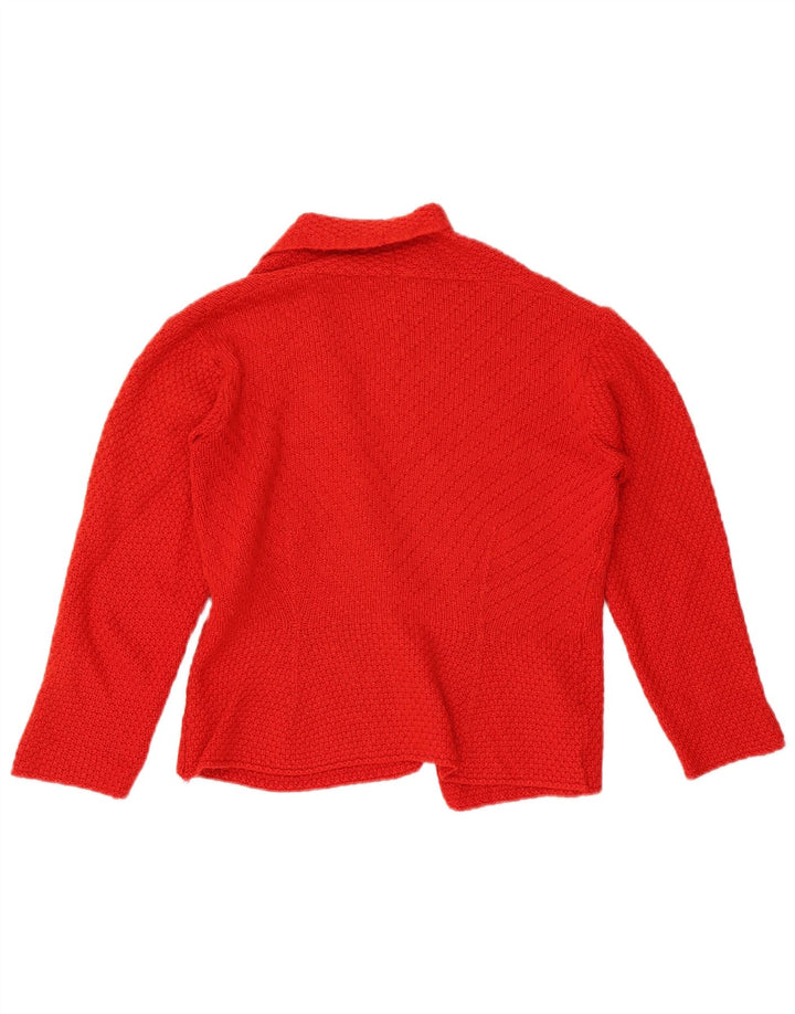 Marks & Spencer Damski sweter rozpinany, rozpinany, UK 10, mała, czerwona wełna