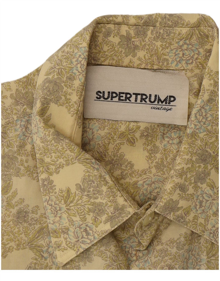 Koszula męska w stylu vintage, duża, khaki, w kwiaty
