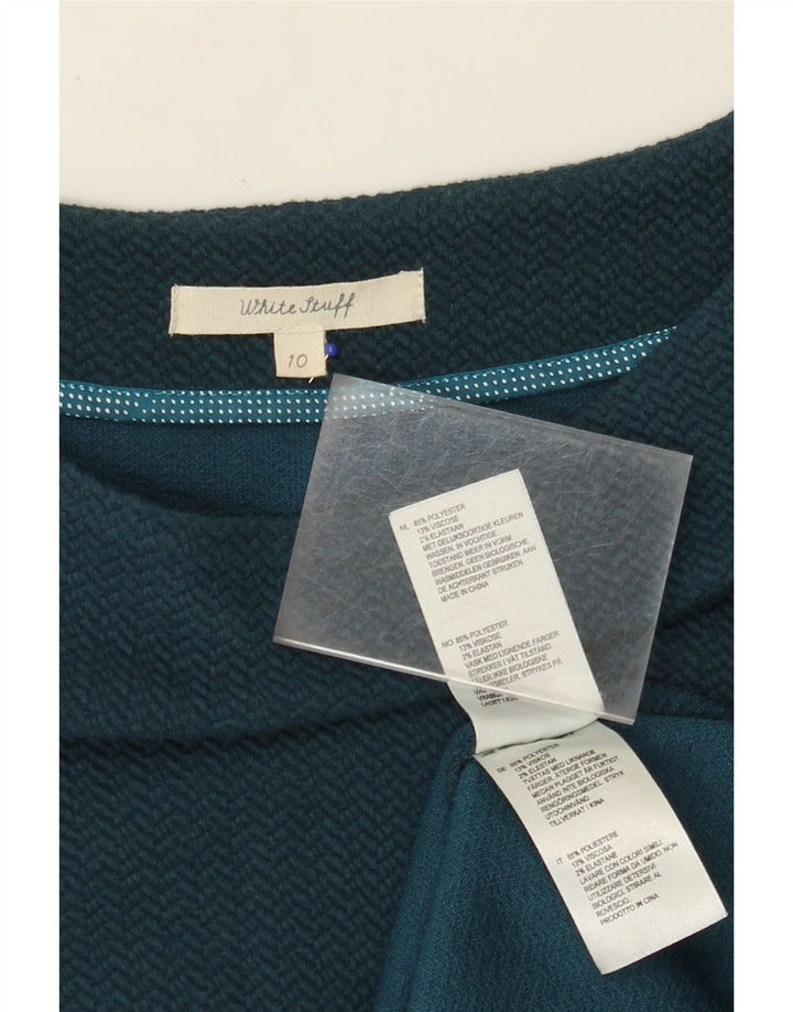 WHITE STUFF Damska sukienka płaszczowa UK 10, mała, granatowa, z poliestru w jodełkę