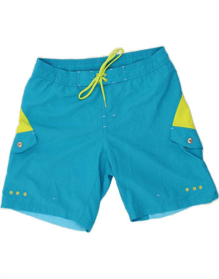 ADIDAS Mens Graphic Swimming Shorts Small Blue Colourblock Polyester Vintage Adidas and Second-Hand Adidas from Messina Hembry 