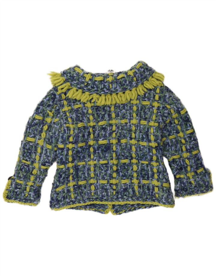 Sweter damski w stylu vintage, UK 14, duża niebieska kratka