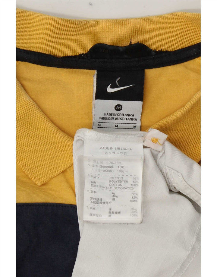 Męska koszulka polo Nike z grafiką, bawełniana, średnia żółta, z blokami kolorów