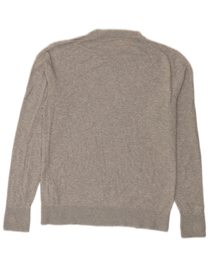 Męski sweter z okrągłym dekoltem Tommy Hilfiger o regularnym kroju, mały, szary, bawełniany