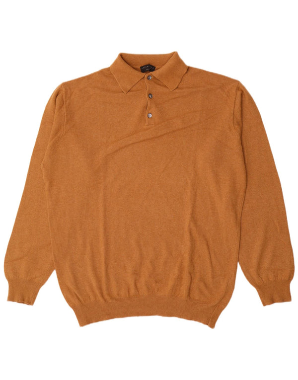 Męski sweter polo Breuninger IT 56 2XL Brązowa wełna merynosów
