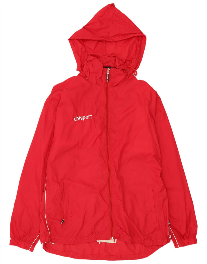 Męska kurtka przeciwdeszczowa z kapturem Uhlsport UK 40, duża, czerwona, poliestrowa