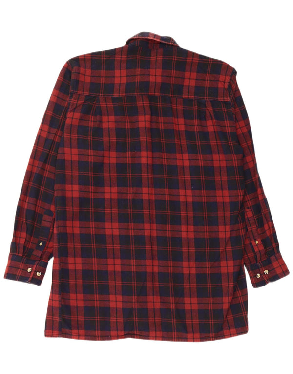 Koszula flanelowa męska VINTAGE Comfort Fit, bawełniana w średnią bordową kratkę