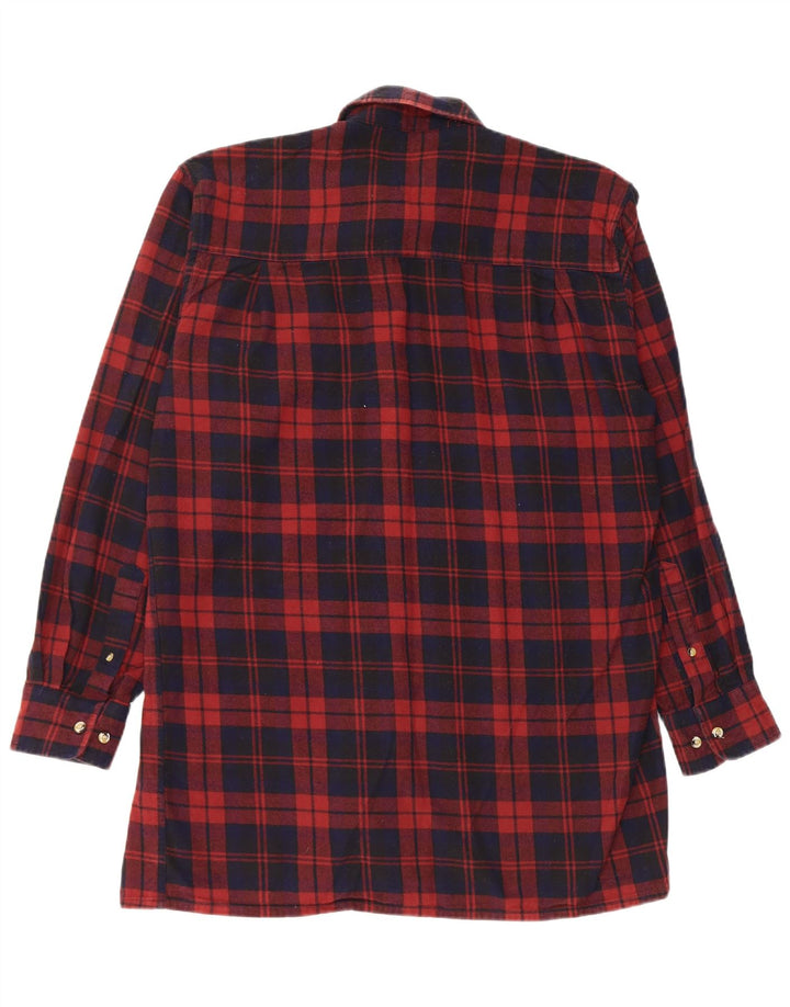 Koszula flanelowa męska VINTAGE Comfort Fit, bawełniana w średnią bordową kratkę