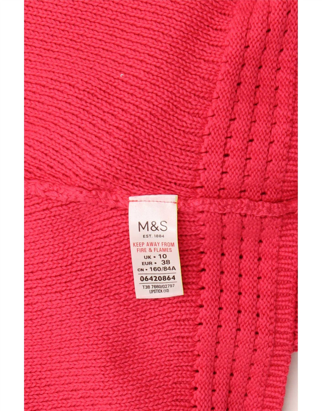 Sweter damski Marks & Spencer z okrągłym dekoltem, UK 10, mały, różowy