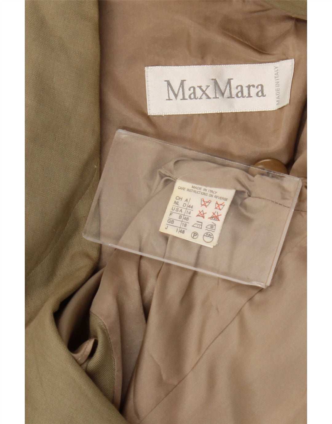 Damska marynarka zapinana na 1 guzik Max Mara UK 18 XL, lniana khaki