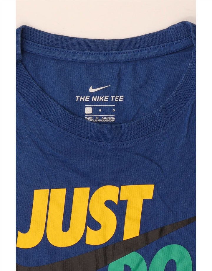 Męski T-shirt z grafiką NIKE, duży, niebieski