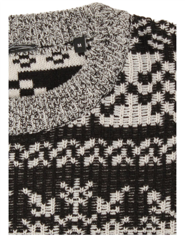 Vintage męski sweter z okrągłym dekoltem, średnio szary Fair Isle