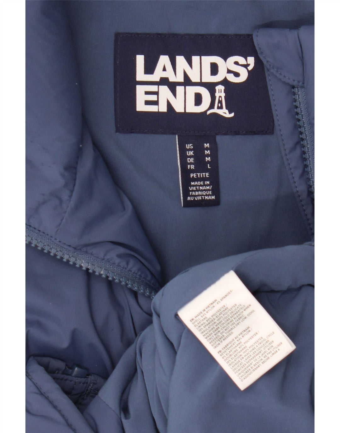 Męska kamizelka Lands End Petite Padded UK 38 Średni granatowy nylon