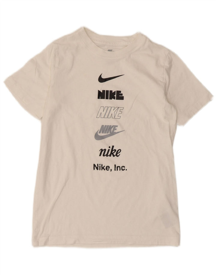 Chłopięcy T-shirt z grafiką Nike, 10-11 lat, średnia biała bawełna