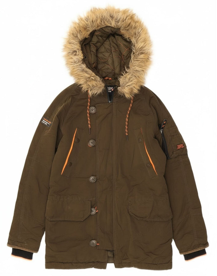Damska kurtka parka oversize z kapturem Superdry UK 6 XS Khaki, poliester