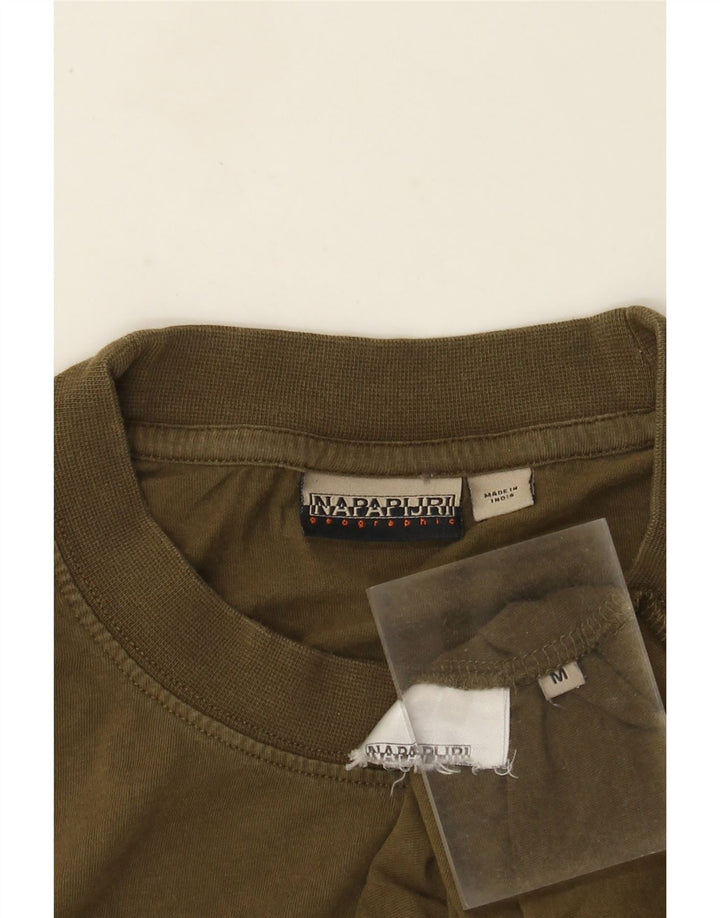 Męski T-shirt z grafiką Napapijri, średni khaki