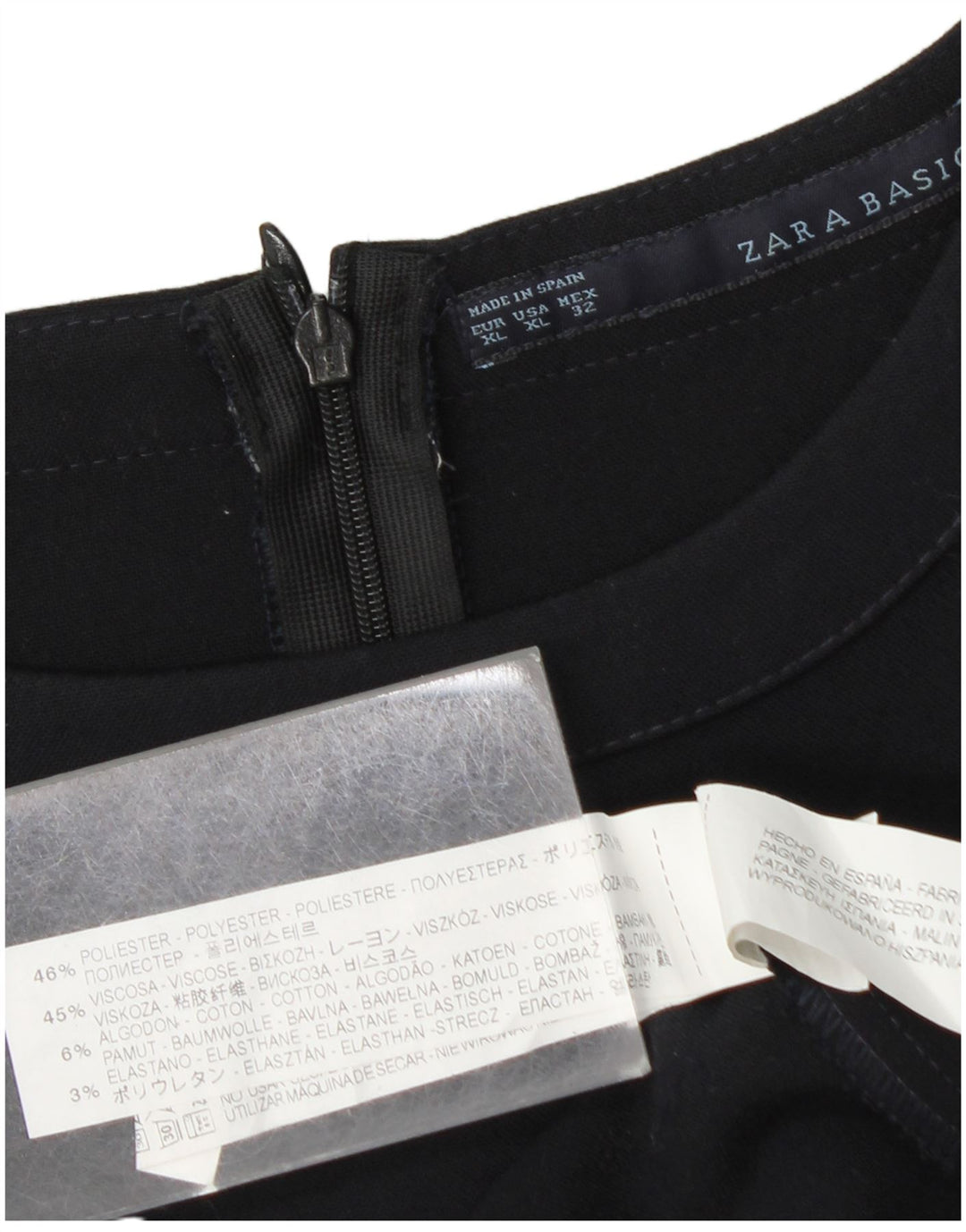 Damska sukienka typu shift bez rękawów Zara UK 18 XL Granatowy poliester