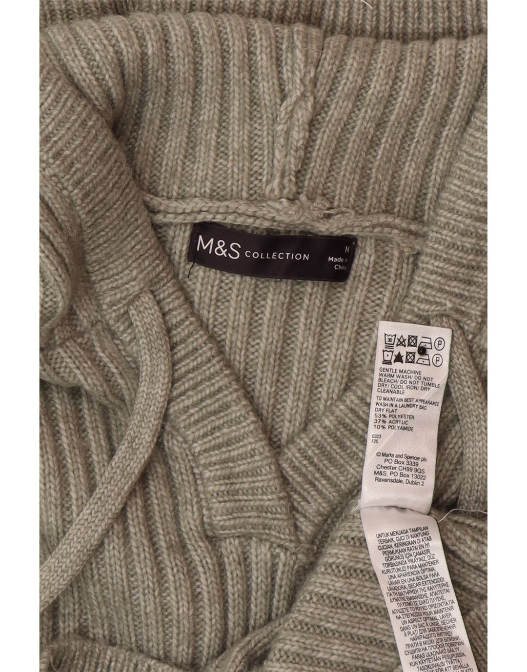 Marks & Spencer Damski sweter z kapturem, UK 14, średni zielony poliester