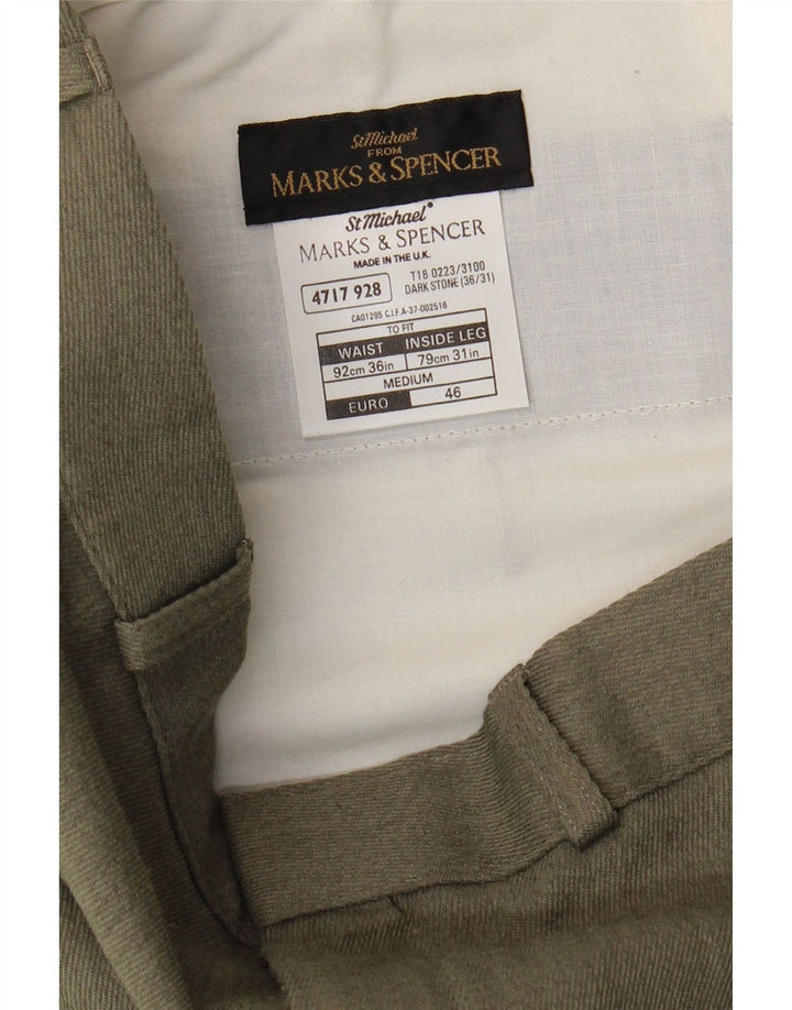 Męskie proste spodnie chino Marks & Spencer W36 L31 Szary poliester