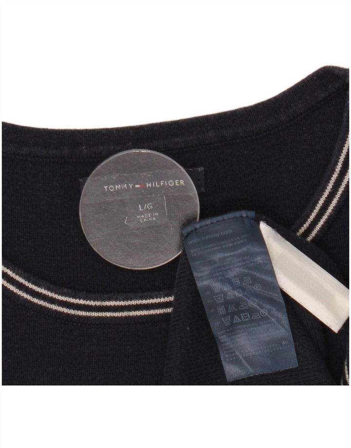 Damski sweter TOMMY HILFIGER z dekoltem w łódkę UK 14, duży, granatowy