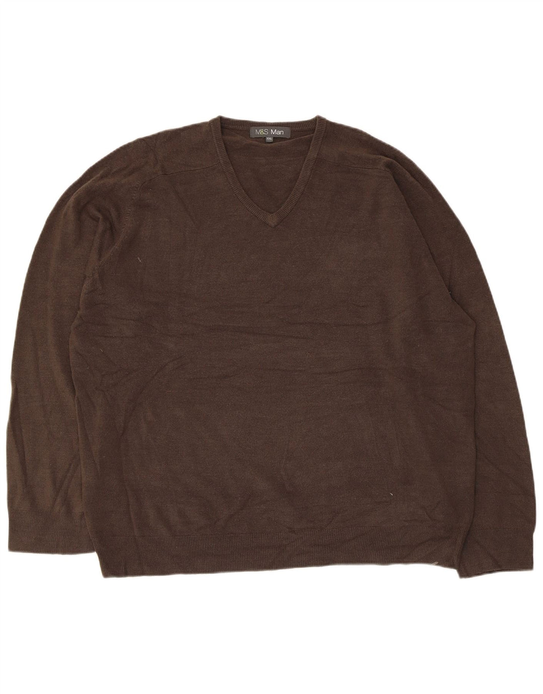 Marks & Spencer Męski sweter z dekoltem w kształcie litery V, 2XL, szary akryl