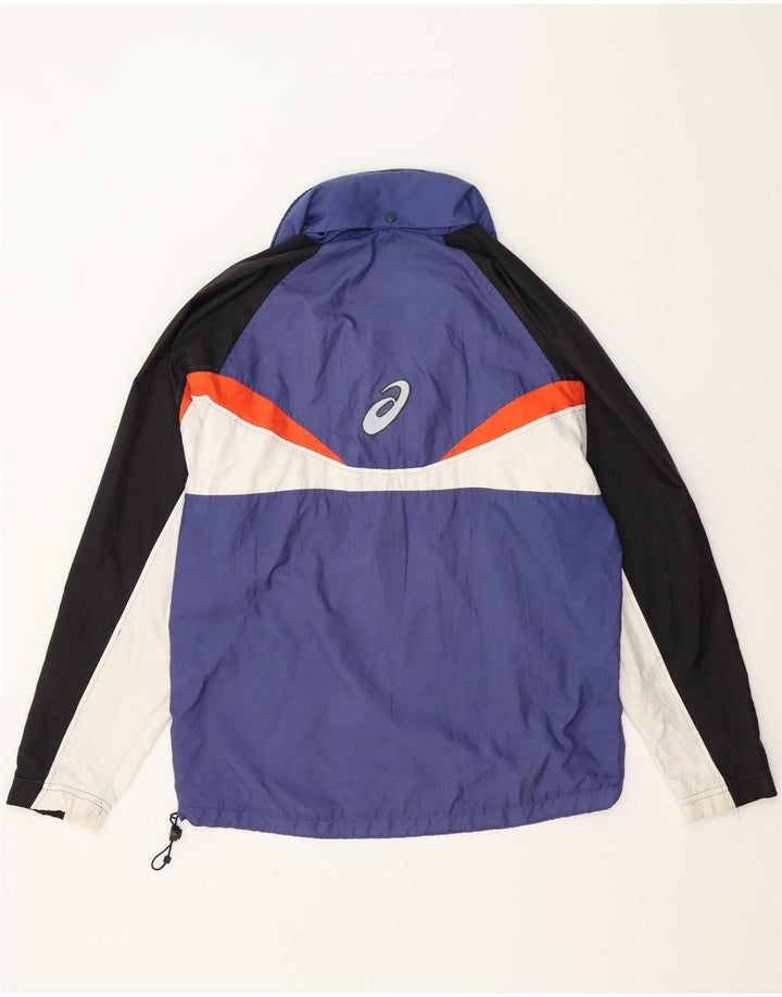 ASICS Womens Hooded Rain Jacket UK 18 XL Blue Colourblock Vintage Asics and Second-Hand Asics from Messina Hembry 