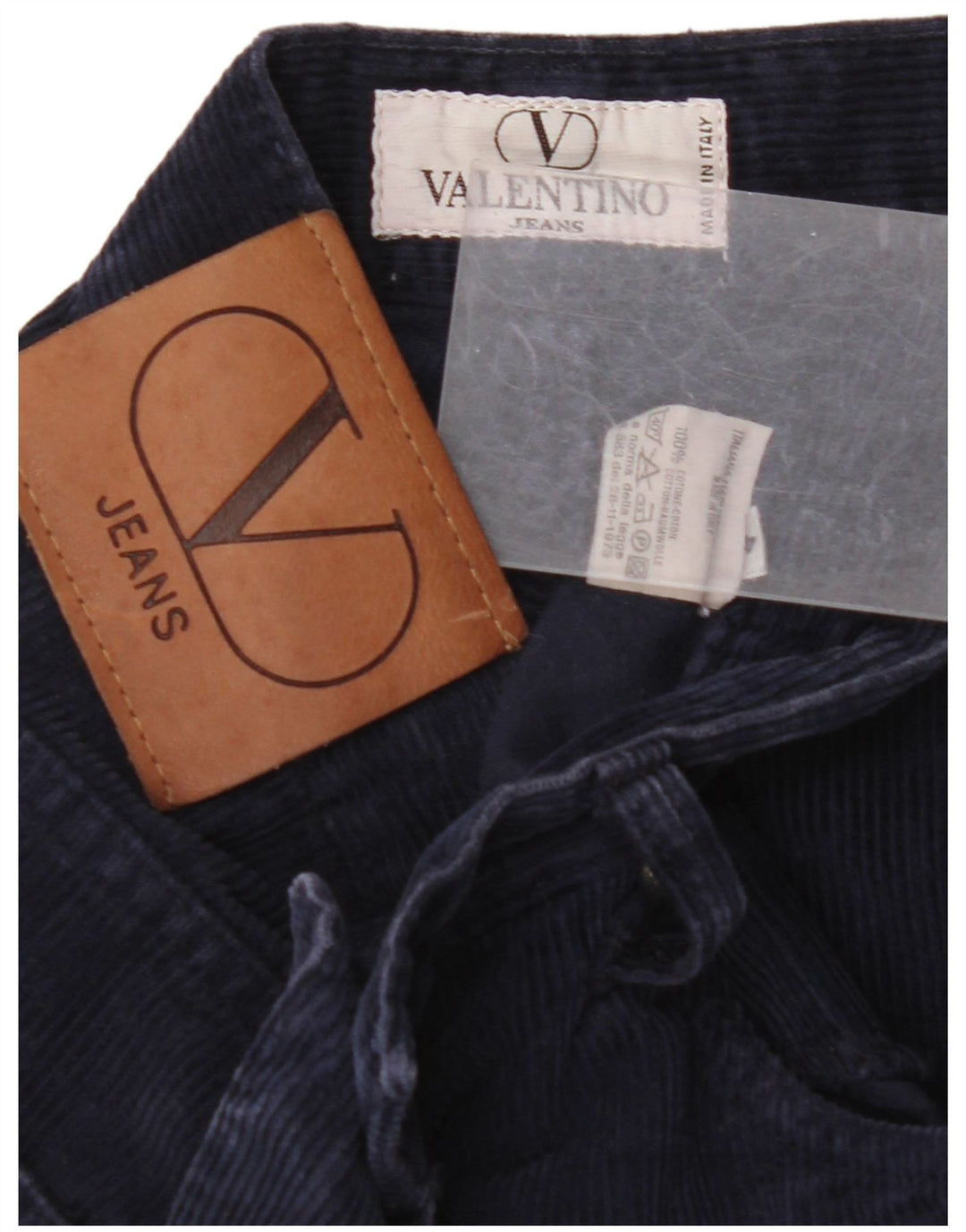 Spodnie męskie VALENTINO proste sztruksowe W40 L28 granatowe bawełniane