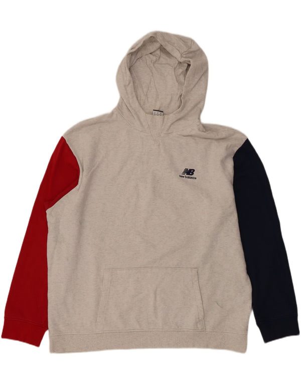 Męski sweter z kapturem New Balance 2XL, szara bawełna z blokami kolorów