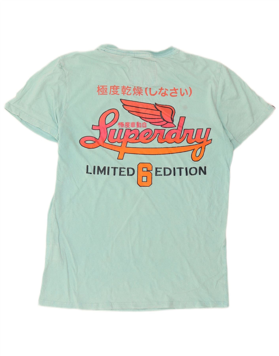 Męski T-shirt z grafiką Superdry, mały, turkusowy, bawełniany