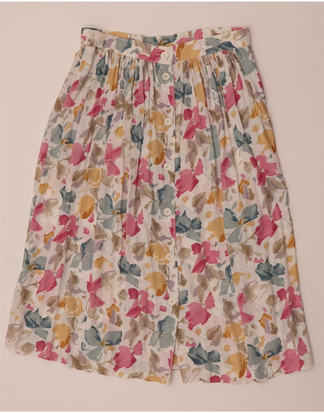 Rozkloszowana spódnica damska w stylu vintage IT 44 Medium W31 Wielokolorowa wiskoza w kwiaty