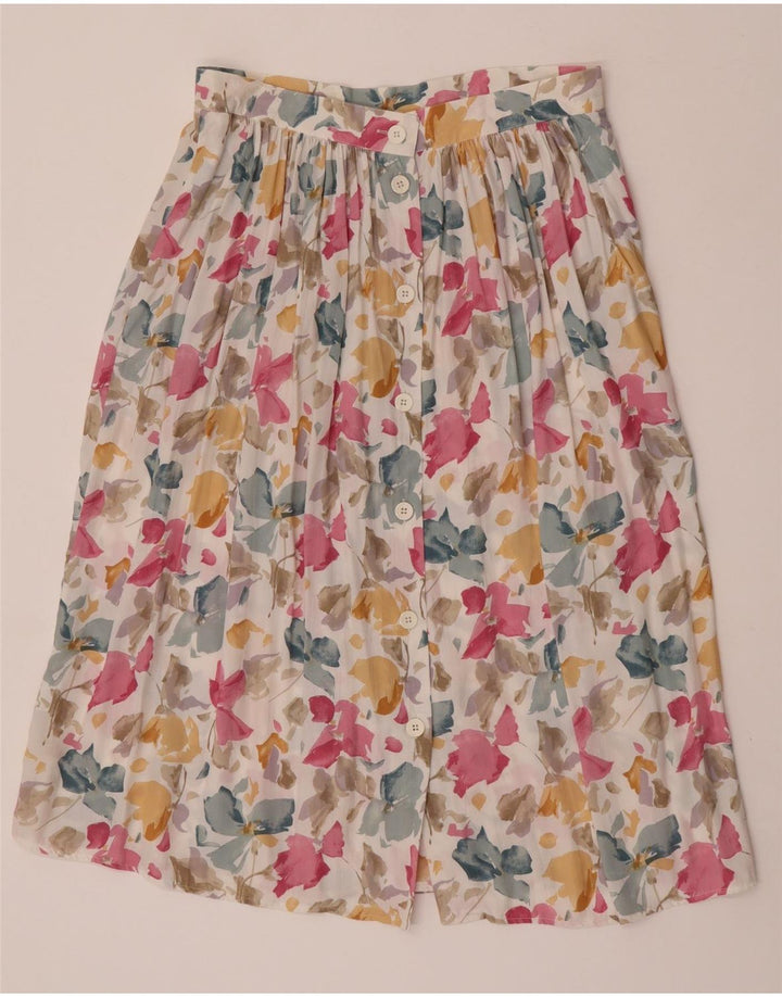 Rozkloszowana spódnica damska w stylu vintage IT 44 Medium W31 Wielokolorowa wiskoza w kwiaty