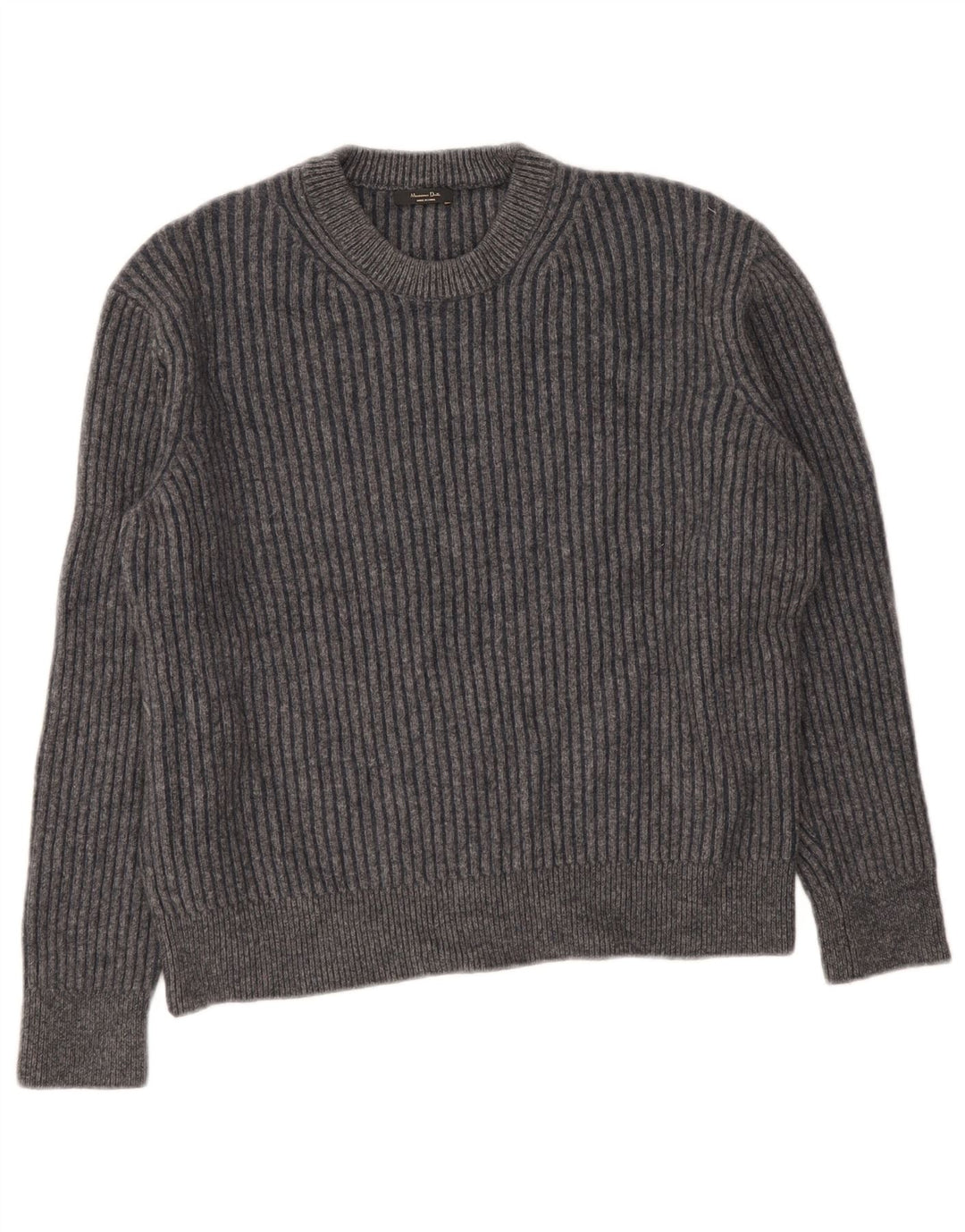 Sweter damski Massimo Dutti z okrągłym dekoltem UK 16, duży, szary, wełniany