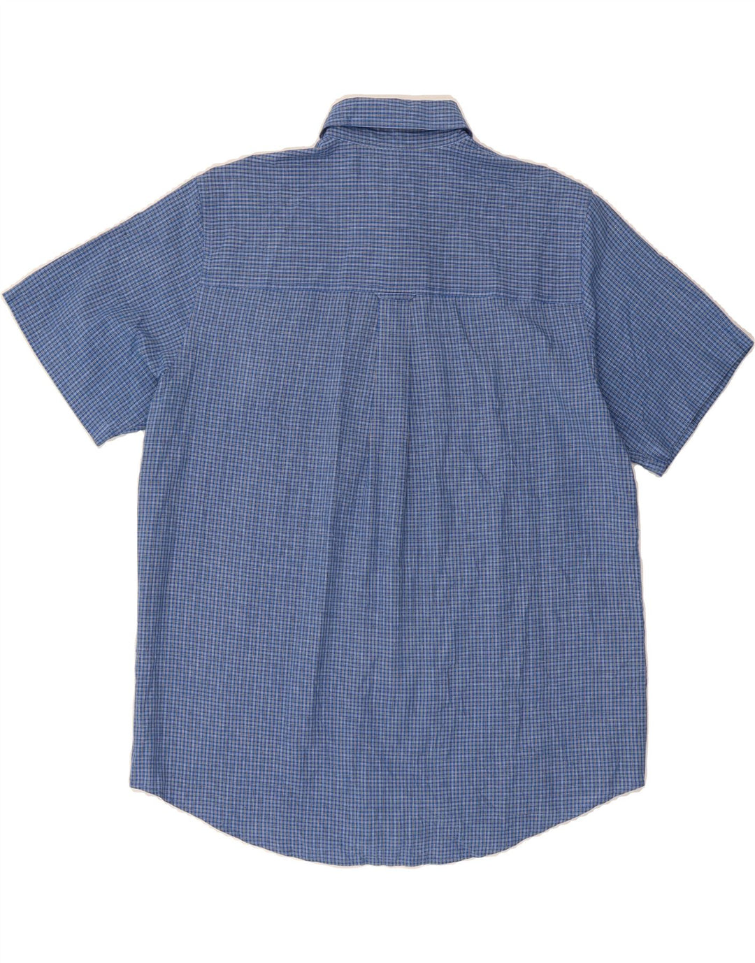 CHAPS Mens Easy Care Short Sleeve Shirt Large Blue Check Cotton Vintage Chaps and Second-Hand Chaps from Messina Hembry 