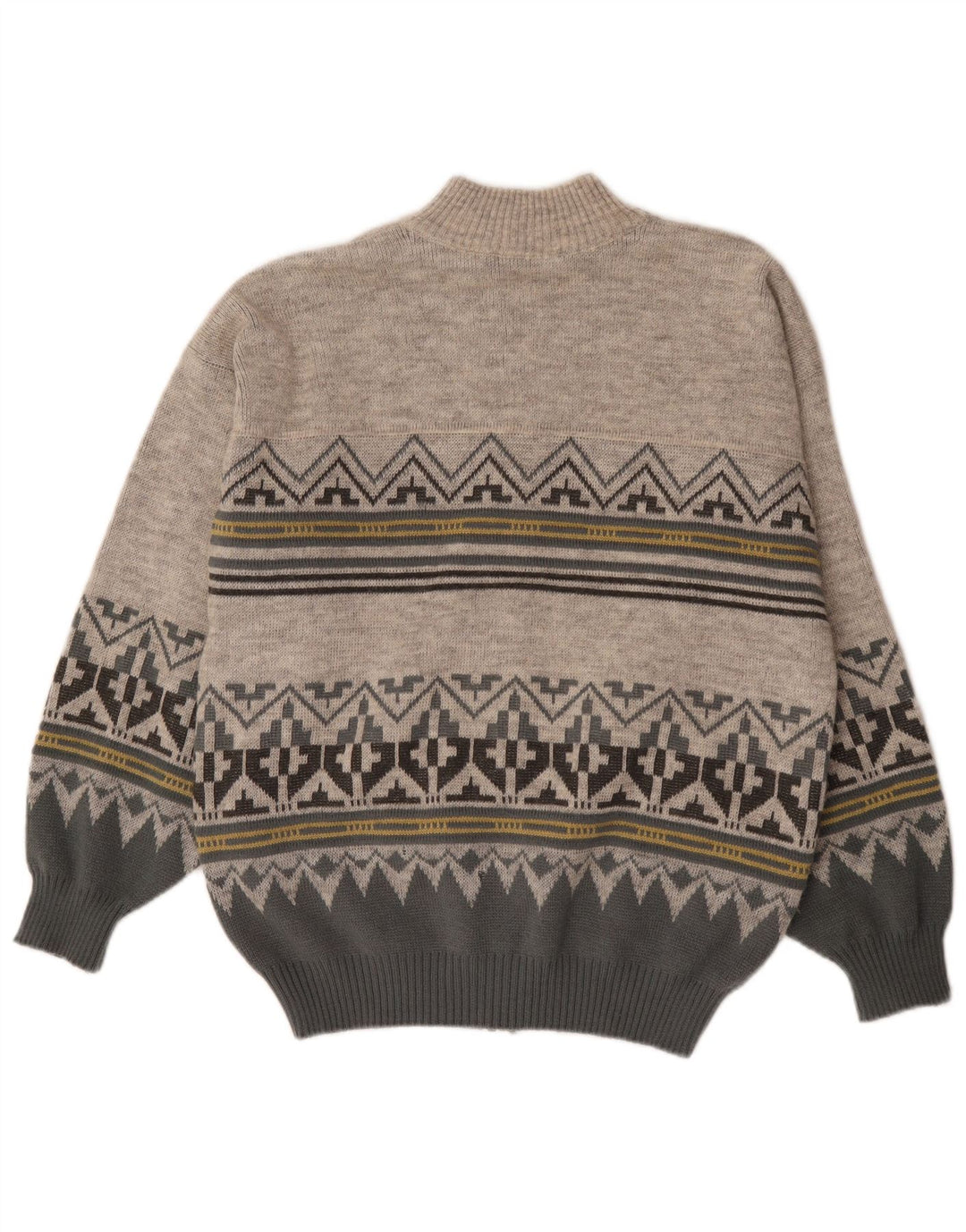 Maremma Męski sweter rozpinany Średni szary Fair Isle Poliakryl