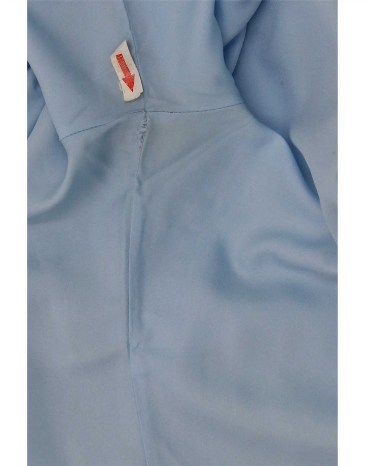 Bluzka damska z krótkim rękawem w stylu vintage, UK 14, średni niebieski poliester