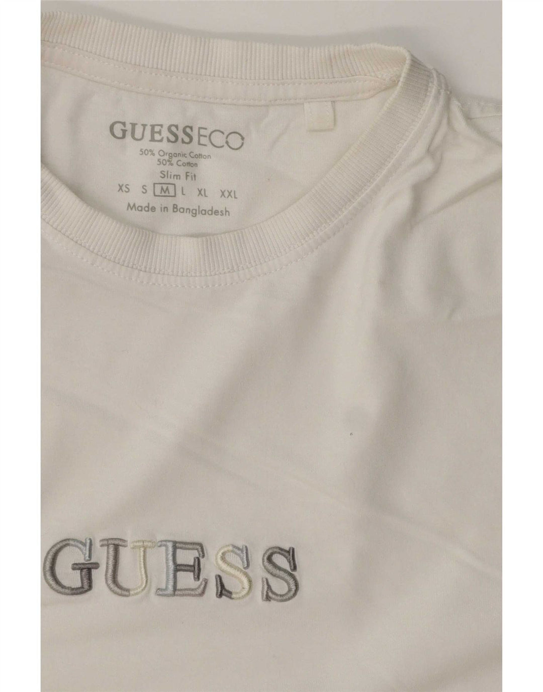 Męski T-shirt Guess o dopasowanym kroju z grafiką, średniej wielkości, biały, bawełniany