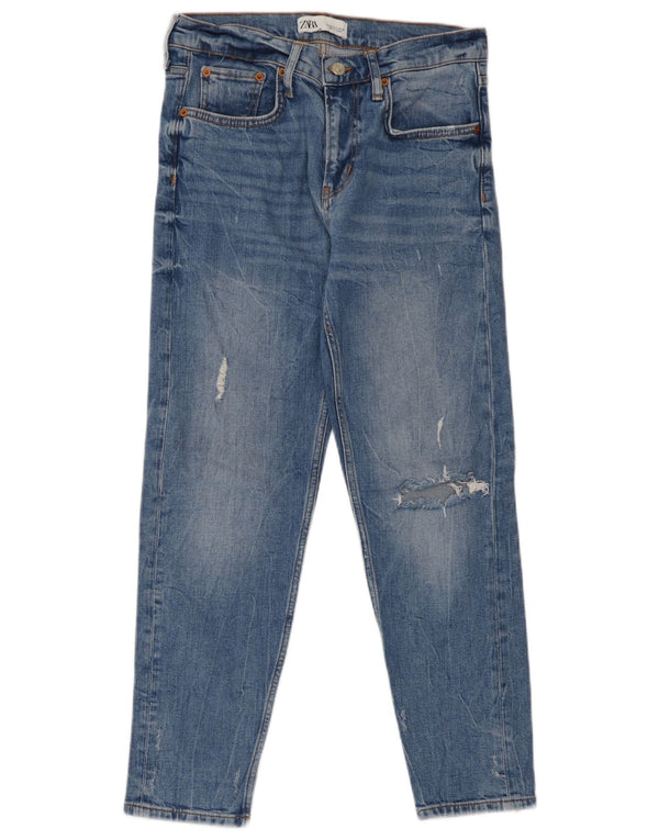 Damskie jeansy Zara w trudnej sytuacji, EU 36 XS W26 L26, niebieska bawełna