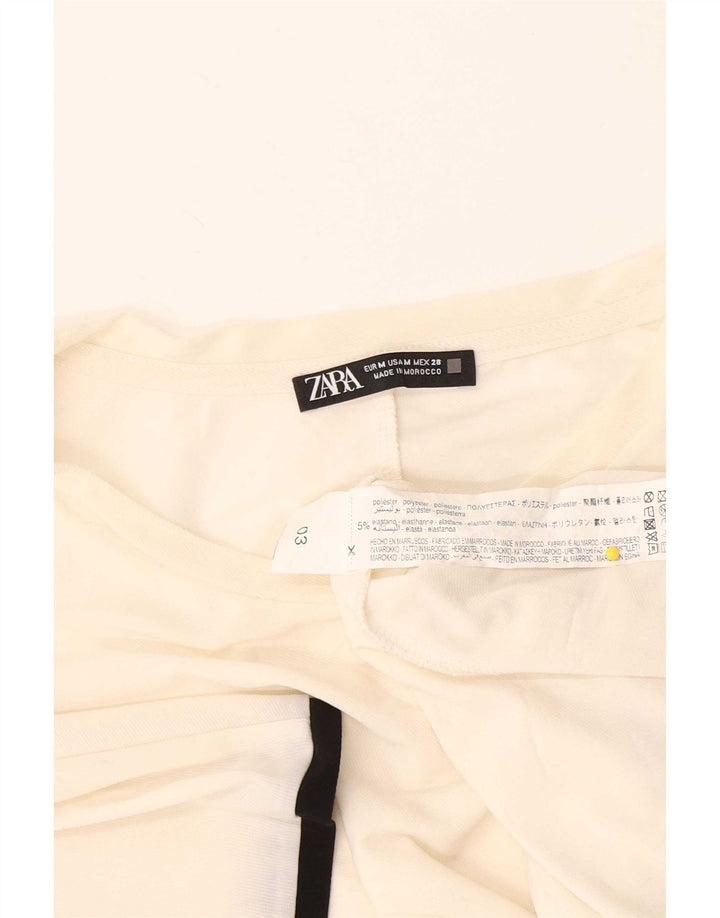 T-shirt damski Zara Top UK 14, średni, złamany biały poliester