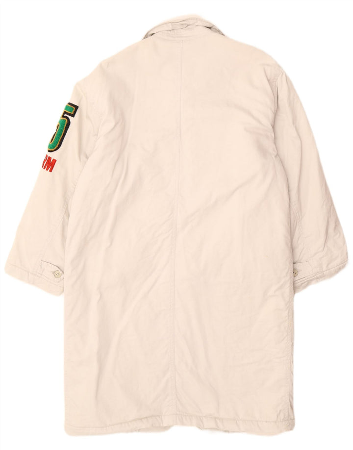 Jednolity męski płaszcz graficzny UK 40, duży, biały