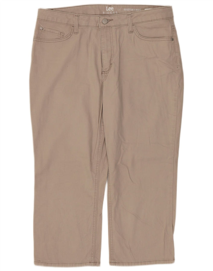 Spodnie damskie LEE Riders Capri ze średnim stanem US 12 Large W32 L20 beżowe