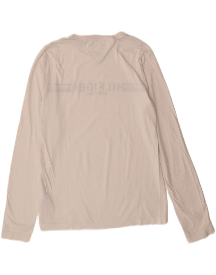 Męski top graficzny TOMMY HILFIGER z długim rękawem, w średnie białe paski