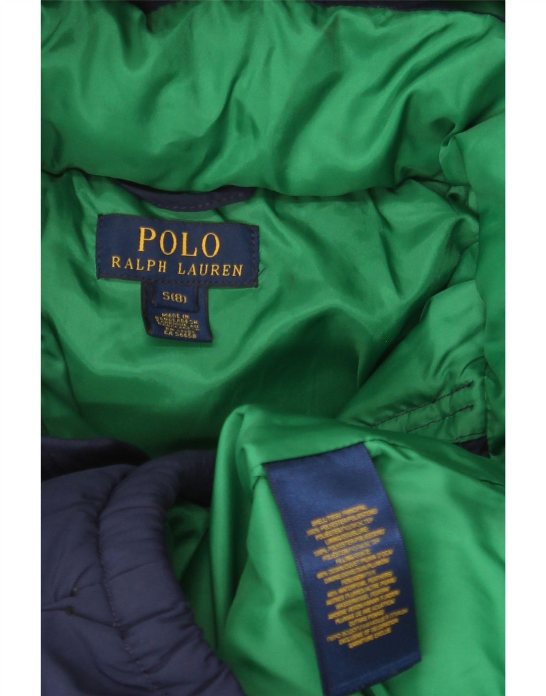 POLO RALPH LAUREN Chłopięca ocieplana kurtka z kapturem, 7-8 lat, mała, granatowa
