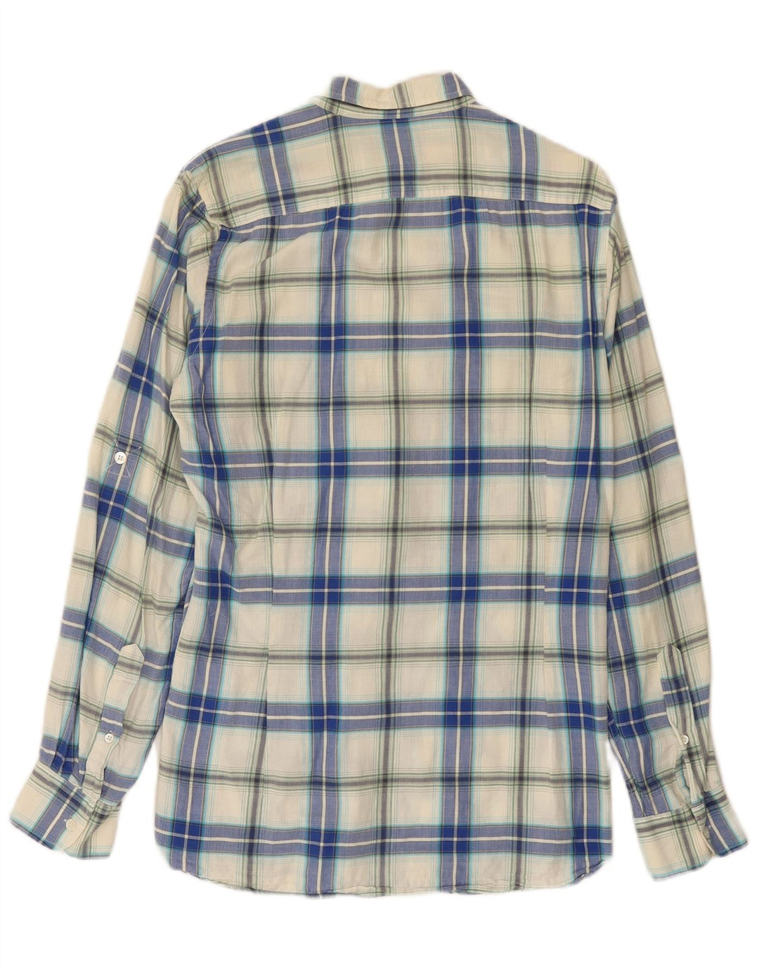 Męska koszula flanelowa Ted Baker, rozmiar 2, mała, niebieska, bawełniana w kratę