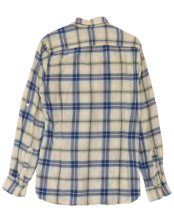 Męska koszula flanelowa Ted Baker, rozmiar 2, mała, niebieska, bawełniana w kratę