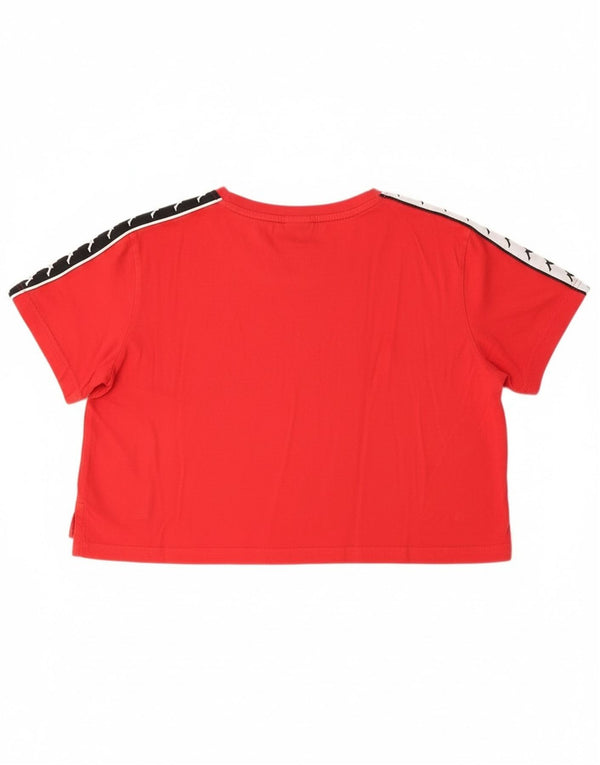 Kappa Womens Graphic Crop T-Shirt Top UK 14 Medium Red Sports