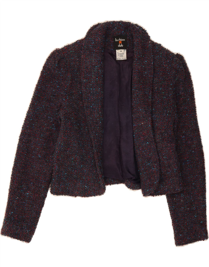 VINTAGE Womens Open Bolero Jacket EU 36 Small Purple Flecked Polyacrylic Vintage Vintage and Second-Hand Vintage from Messina Hembry 
