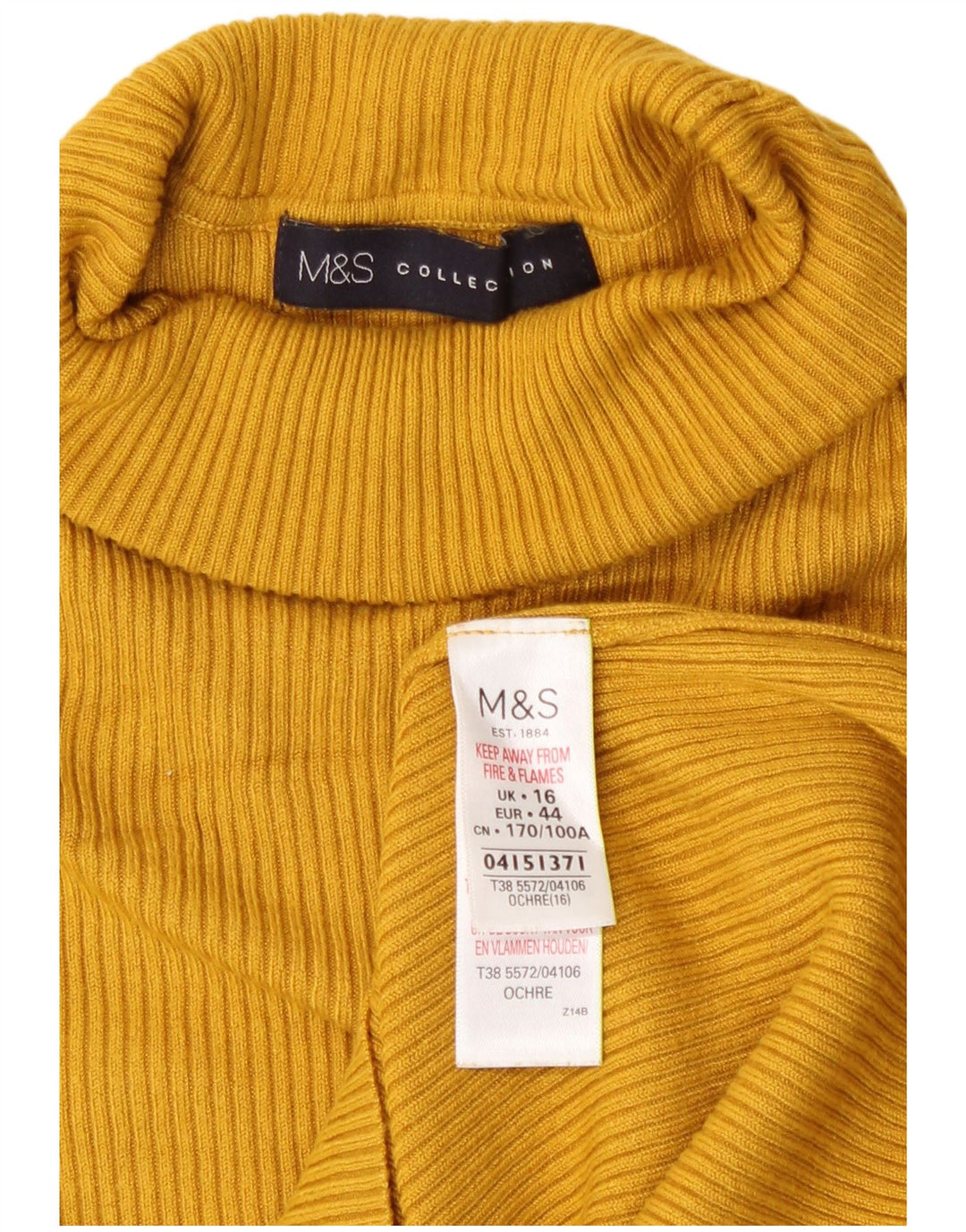 Marks & Spencer Damski sweter z golfem UK 16, duży, żółty, wiskoza