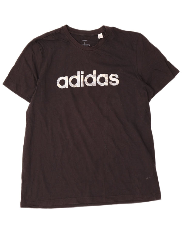 Męska koszulka z grafiką Adidas, duża, czarna, bawełniana