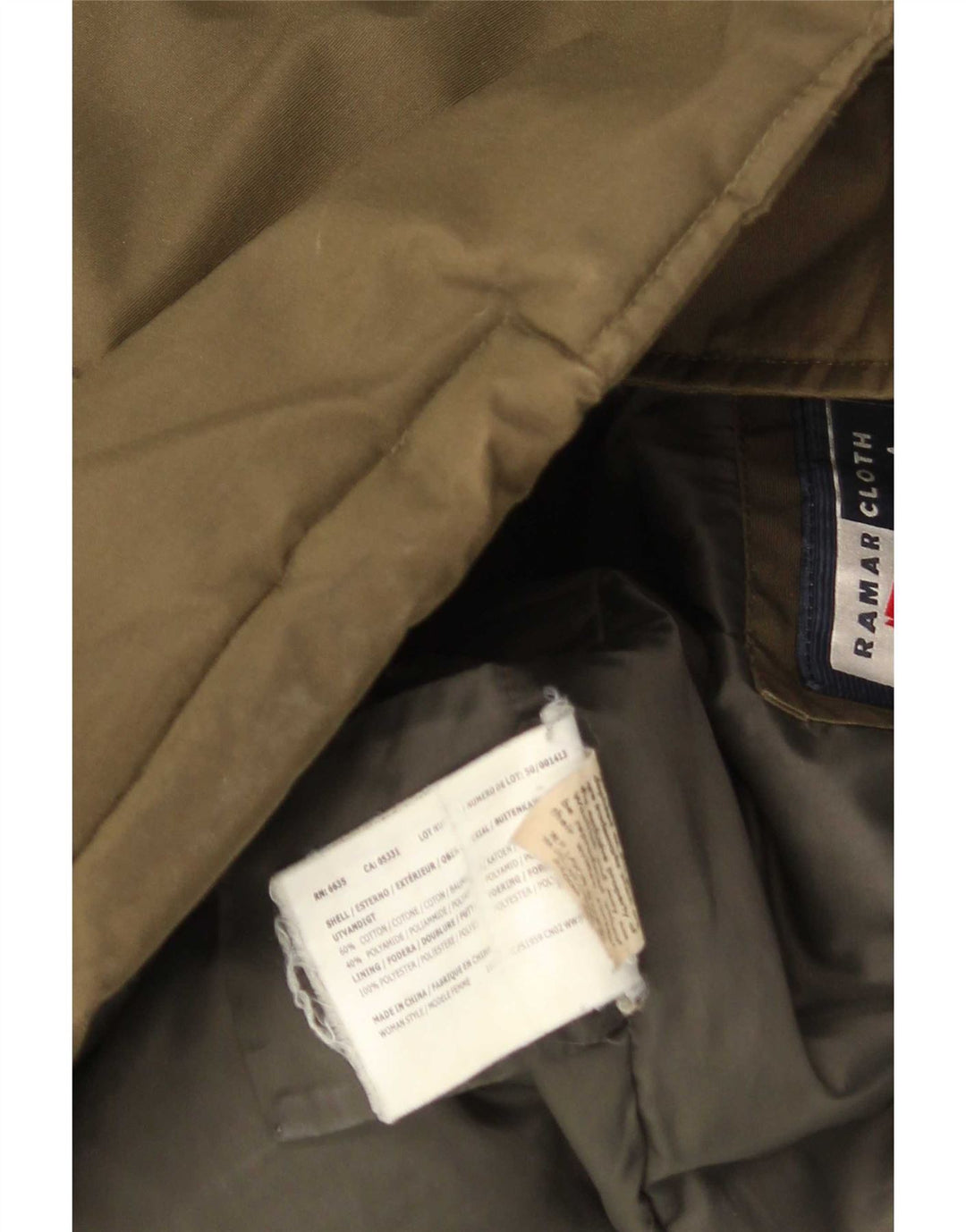 Damski ocieplany płaszcz z kapturem Woolrich UK 14, średnia bawełna khaki